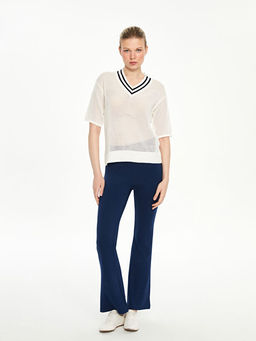 V Yaka Ajurlu Kad?n Triko Kazak