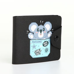 Кошелёк детский «Коала», маленький, на кнопке, чёрный