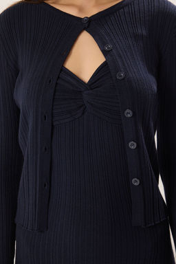 TRENDYOLMILLA Lacivert Premium Iplik/Ozel Iplik Dokulu Maxi Buzgulu H?rka-Elbise Triko Elbise TWOSS25EL00497  фото 3
