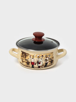 Цена за 6 шт. Кастрюля эмалированная «Сомелье», 1.5 л, d=18.2 см, с крышкой, цвет слоновой кости