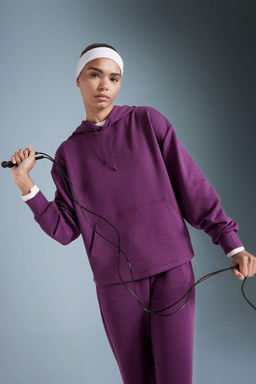 DeFactoFit Oversize толстовка широкого кроя премиум-класса с капюшоном и карманами-кенгуру для спортсменов  фото 3