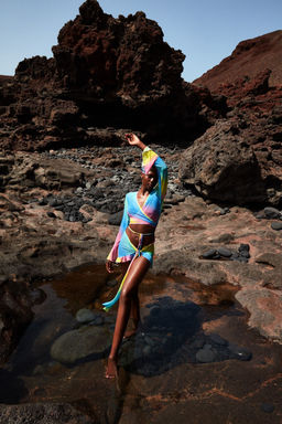 Degrade Orme Baglama Detayl? Plaj Bluz-Etek Tak?m TBESS23AU00034