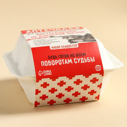 Подарочный набор Взрослая аптечка в бенто-коробке: леденец со вкусом клубники 15 г., леденецы в тубусе мульти 32 г., жевательная резинка 15 г., молочный шоколад 27 г., печенье с предсказанием 6 г., жевательная конфета 10 г. - Фабрика счастья фото 5