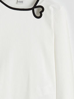 Bisiklet Yaka Kalp Detayl? K?z ?ocuk Ti??rt