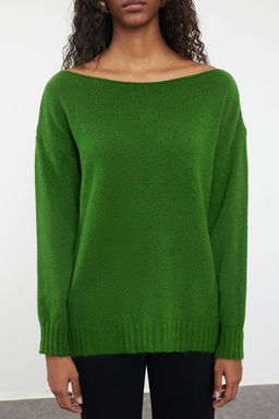 Yesil Yunlu Kay?k Yaka Basic Triko Kazak TWOAW25KZ00010