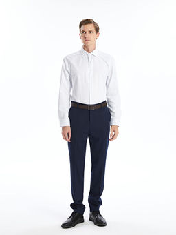 Slim Fit Uzun Kollu ?izgili Gabardin Erkek G?mlek