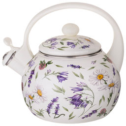 ЧАЙНИК AGNESS ЭМАЛИРОВАННЫЙ СО СВИСТКОМ СЕРИЯ FLOWER STORY, 2,2 Л