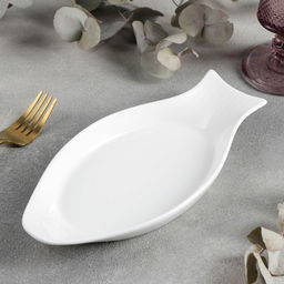 Блюдо для рыбы Wilmax, 25.5×12 см, фарфор, белое