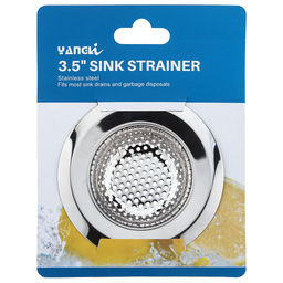 Пробка-сетка для раковины из нержавеющей стали Горошек д9,1см, h2,2см, на картоне (внутренний д5,2см) (Китай) - Домашняя мода фото 3