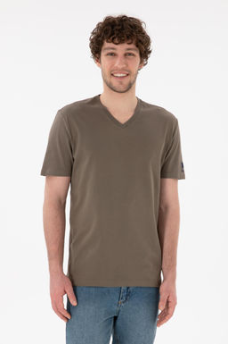 Erkek Regular Fit V Yaka Vizon Basic Ti__rt Sepette S_rpriz _ndirim - U.s. polo assn фото 2