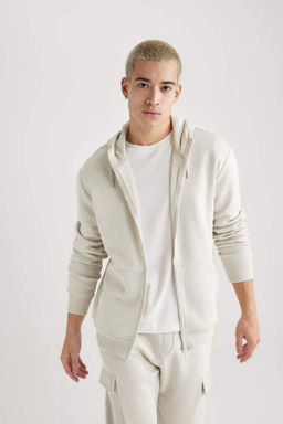 Толстовка обычного кроя с капюшоном на мягкой подкладке и на молнии - Defacto фото 4