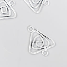 Цена за 6 шт. Коннектор для творчества металл 2 ушка "Завиток - треугольник" серебро 3,2х2,4 см
