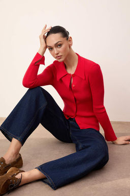 Wardrobe Essentials K?rm?z? Premium Iplik Polo Yaka Triko H?rka | TWOAW26HI00225