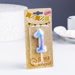 Цена за 2 шт. Свеча в торт на шпажке «Звездопад», цифра 1, 5.5 см