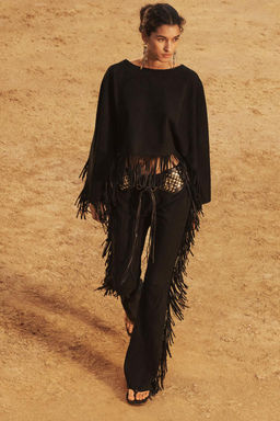 SUEDE LEATHER FRINGED CAPE - LIMITED EDITION - Zara фото 3