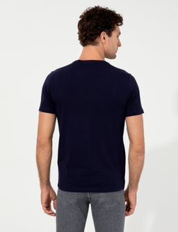 Темно-синяя облегающая базовая футболка - Cacharel фото 11