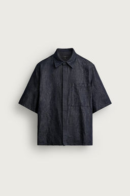 CAMISA DENIM BOXY FIT ALGOD?N - LINO / ?ndigo - Zara фото 6