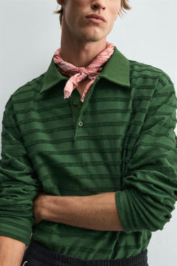 STRIPED JACQUARD TOWELLING POLO SHIRT - Zara фото 6