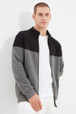 TRENDYOL MAN Lacivert-Gri Melanj Regular Fit Uzun Kollu Dik Yaka Fermuarl? Sweatshirt TMNAW22SW0720 - Trendyolmilla фото 6