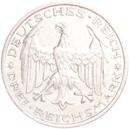 Монета 3 рейхсмарки 1927 года A Германия 400 лет Марбургскому университету имени Филиппа