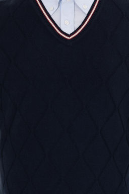 U. S. Polo Assn Мужской темно-синий трикотажный свитер с v-образным вырезом - U.s. polo assn фото 13