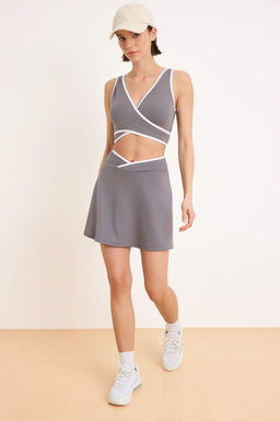 Gri Dalg?c/Scuba Kumas 2 Katmanl? Ici Sortlu Spor Sort Etek THMSS26SR00002