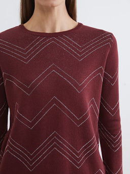 Bisiklet Yaka Desenli Kad?n Triko Kazak