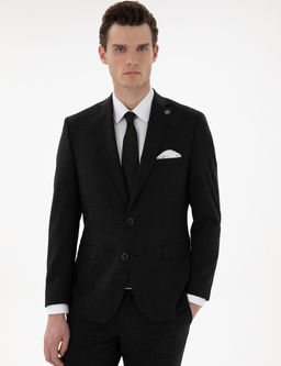 Siyah Slim Fit Y_n Keten Kar___ml_ Tak_m Elbise