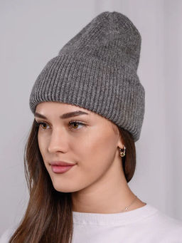 Теплая зимняя шапка бини из нежнейшей ангоры - Pretty mania фото 5