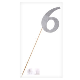 Цена за 6 шт. Топпер в торт 6, цвет серебро - Страна карнавалия фото 3