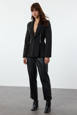 Siyah Fermuar Detayl? Dokuma Blazer Ceket TWOAW25BC00010