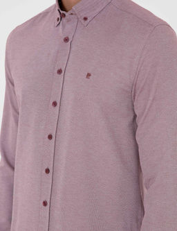 Bordo Slim Fit Uzun Kollu G_mlek