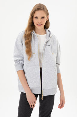 Kad_n A__k Gri Sweatshirt Sepette S_rpriz _ndirim