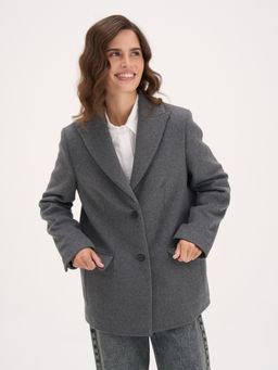 Пальто укороченное из смесовой шерсти Графит женское