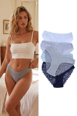 Kahverengi-Cok Renkli 5li Suprem Dantelli Czgili Yuksek Bel Slip Kulot THMSS26KU00004 - Trendyolmilla фото 9