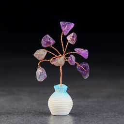 Цена за 2 шт. Денежное дерево декоративное «Сувенир бонсай. Мудрость. Аметист», натуральный камень, 7×3 см