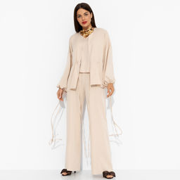Брючный костюм нарядный Приручённый шик (3 в 1 бежевый) - Charutti фото 8
