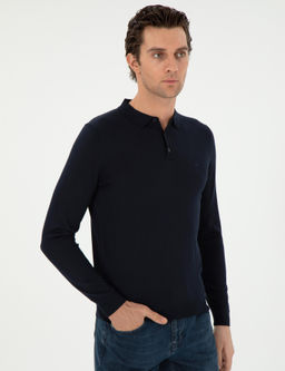 Темно-синий базовый свитер узкого кроя - Cacharel фото 3