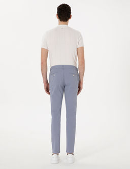 A__k Mavi Slim Fit Beli Lastikli Kanvas Pantolon