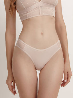 CONTE MESH&DOTS COTTON LBR 1872 Трусы бразилиана с плавной V-образной талией cream pink - Conte elegant фото 2