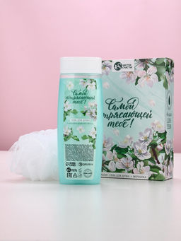 Подарочный набор «Самой потрясающей тебе», гель для душа 250 мл и мочалка для тела, аромат яблока, Чистое счастье