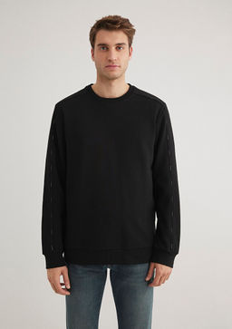 Bisiklet Yaka Siyah Sweatshirt - Mavi фото 3