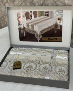 Скатерть EFOR NONA V1 GARDENYA 160*220 прямоугольная кофейный (KAHVE)