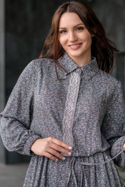 платье ХЛОПОК+ВИСКОЗА с кружевом - Новый лен фото 6