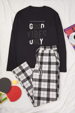 TRENDYOL MAN Mavi Regular Fit Ekose Orme %100 Pamuk Pijama Tak?m? TMNAW24PT00023 - Trendyolmilla фото 12