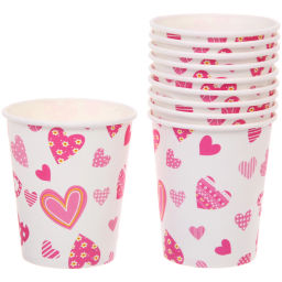 Цена за 6 шт. Стакан бумажный 0,2л в наборе 10 шт "Сердечки"