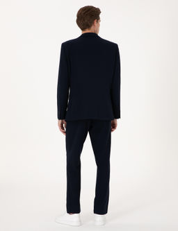 Lacivert Slim Fit Tak_m Elbise