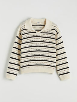 Polo Yaka K?z ?ocuk Triko Kazak