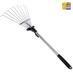 Грабли веерные раздвижные алюминивые малые с телескопическим черенком 9 зубьев 730мм ДоброСад
