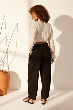 Sar? %100 Keten Yuksek Bel Barrel Pantolon TWOSS24JE00243 - Trendyolmilla фото 18